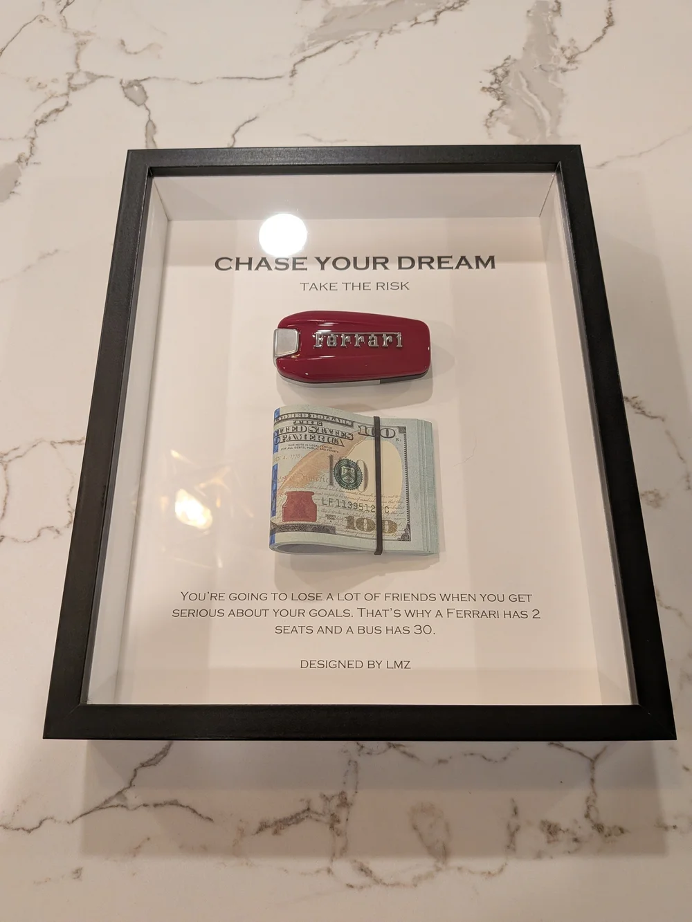 Framed 'Chase Your Dream' Shadow Box Wall Art with Red Accent